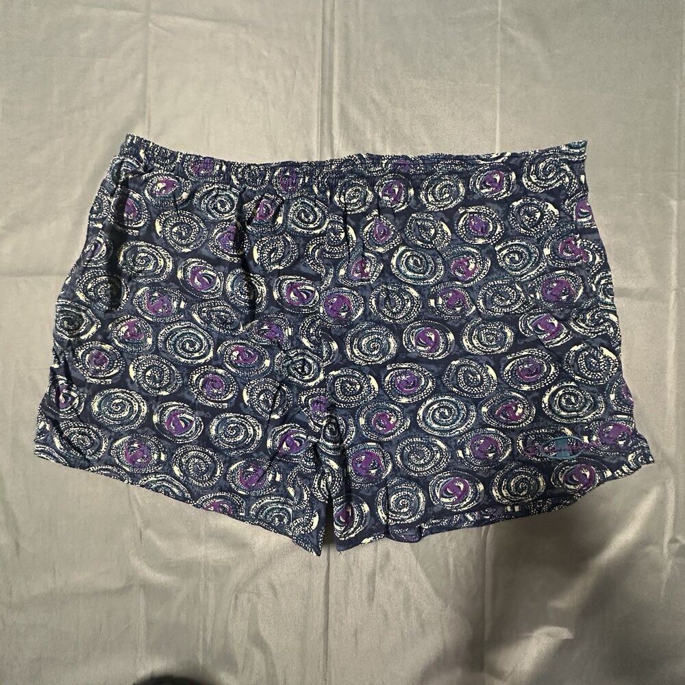 Vintage 90s Champion Swim Trunks Mens 3XL Lined Shorts Retro Swirl Print Navy
